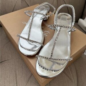 Christian Louboutin Simple Queenie 25 Silver Sandal